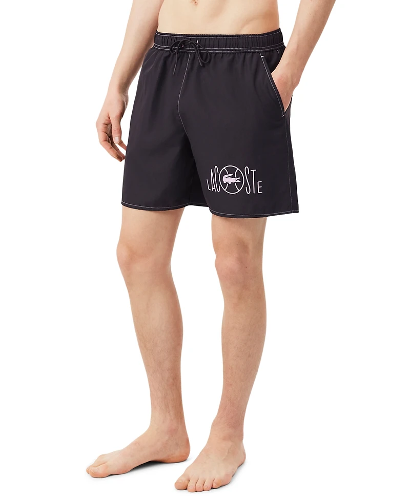 Lacoste Men's Quick-Dry Elastic Waistband Swim Shorts