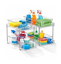 Sorbus 2 Pack 2-Tier Pull-Out Cleaning Organizers for Utility Organization, Household and Cleaning Supplies