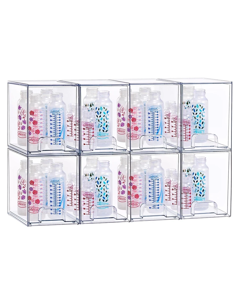 Sorbus Tall Clear Stackable Pull-Out Storage Organizer Bins for Baby Bottles, Bathroom