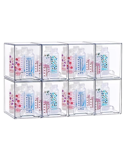 Sorbus Tall Clear Stackable Pull-Out Storage Organizer Bins for Baby Bottles, Bathroom