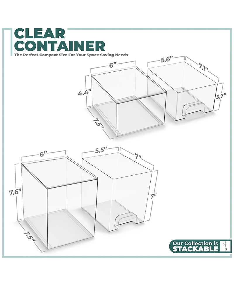 Sorbus Piece Clear Stackable Pull-Out Storage Organizer Bins for Baby Bottles, Bathroom