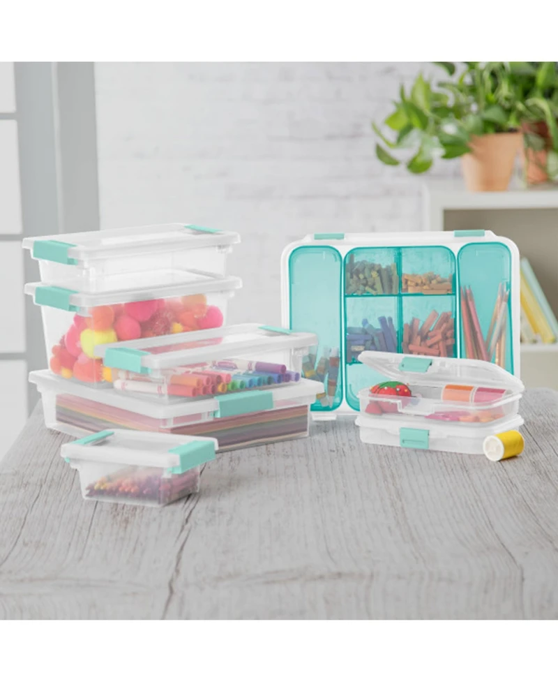 Sterilite Small Clip Box Clear Storage Bins Tote Container with Latching Lid, 6 Pack