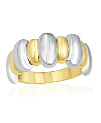 Simona Unique Alternating Polished Two-Tone Lined Ring
