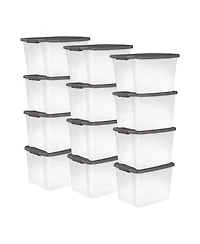 Sterilite ShelfTotes 50 Quart Clear Latched Plastic Storage Container, (12 Pack)