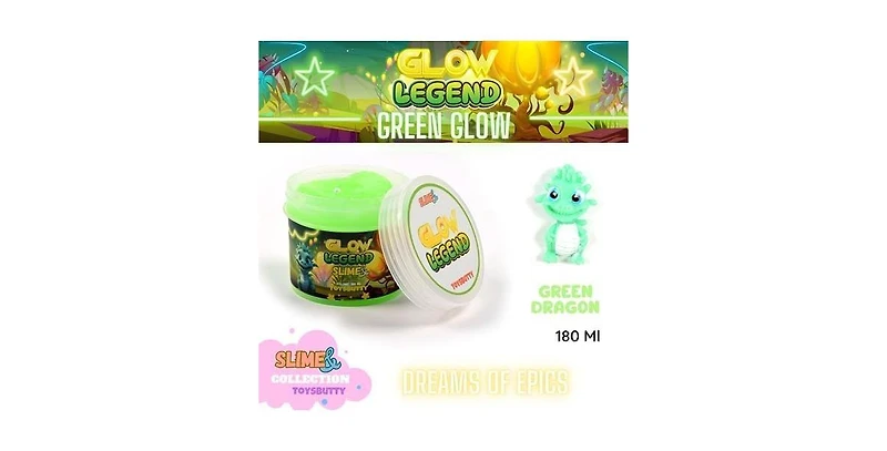 ToyButty Finoclay Glow in The Dark Slime Kit for Girls Boys, 2 Pack Dragon Theme with Big Charme, Sensory Toys for Kids,Create Magical Scenes