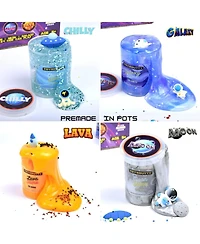 ToysButty Finoclay 6 Pack Different Scented Strechy Metallic Slime with 15 Space Charms and Mixins, Glow Neon and Clear Putty Toy Set for Girls Boys