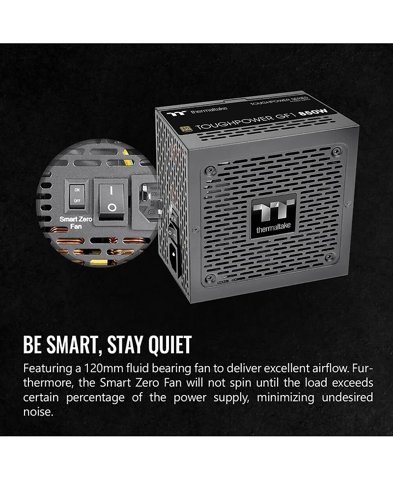 Thermaltake Toughpower GF1 Tt Premium Edition 850W 80 Plus Gold Certified Fully Modular Atx Power Supply Unit, 2024 Version