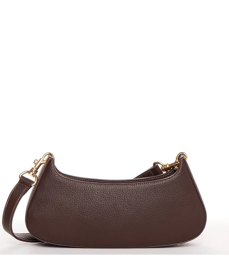 Susu Women's Pebbled Leather Baguette Shoulder Bag East West Crescent Hobo Purse