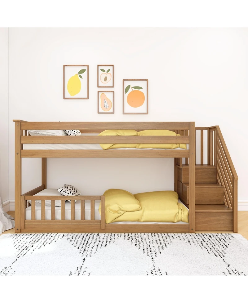 Max Lily Low Twin over Bunk with Stairs Single Guard Rail