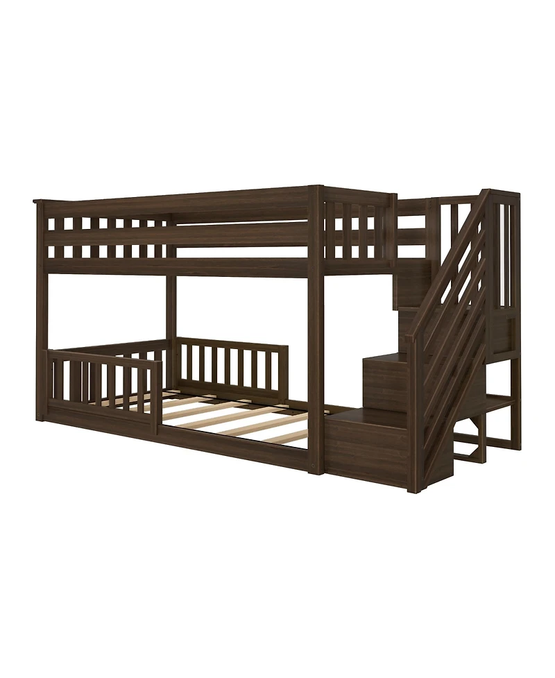 Max and Lily Low Twin over Bunk with Stairs Single Guard Rail