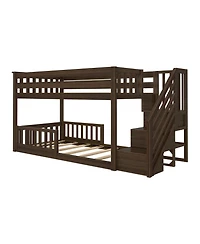 Max and Lily Low Twin over Bunk with Stairs Single Guard Rail