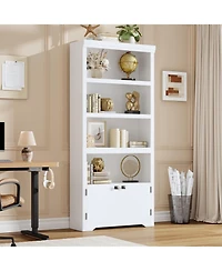 gaomon 5 Tier Bookshelf Farmhouse Bookcase with 2 Doors Adjustable Shelves Anti-Slip for Home Office Living Room, Study
