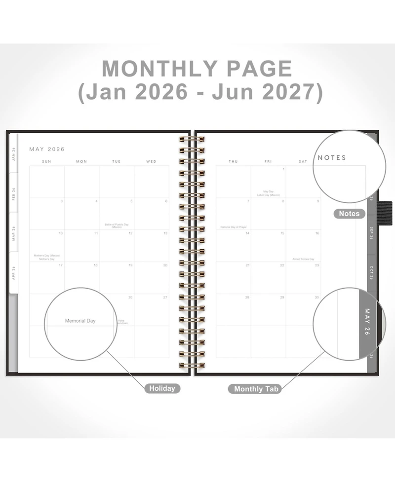 Gnuadz 2026 Planner Daily Weekly Monthly 18-Month 100GSM