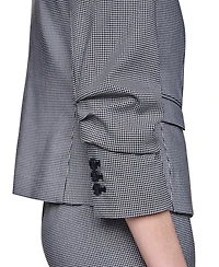 Dkny Petite Houndstooth One-Button Notch Collar Blazer