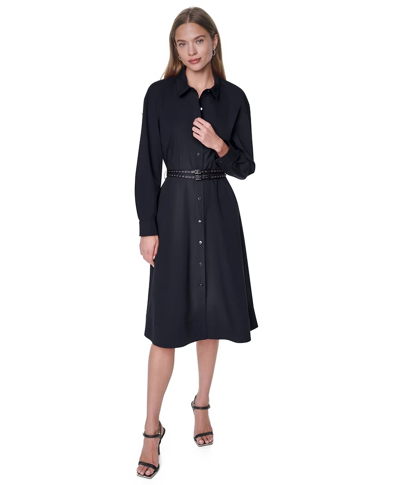 Dkny Petite Roll-Tab Button-Down Dress