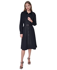 Dkny Petite Roll-Tab Button-Down Dress