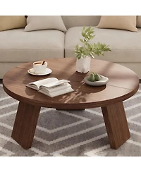 gaomon 33.5" Round Coffee Table, Modern Circle Center Table with Inclined Legs, Accent Cocktail Tables for Living Room, Bedroom, Easy Assembly