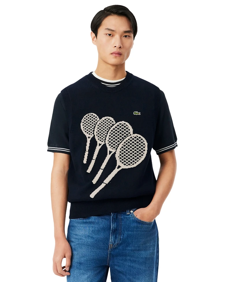 Lacoste Men's Tennis Racket Crewneck Sweater Vest