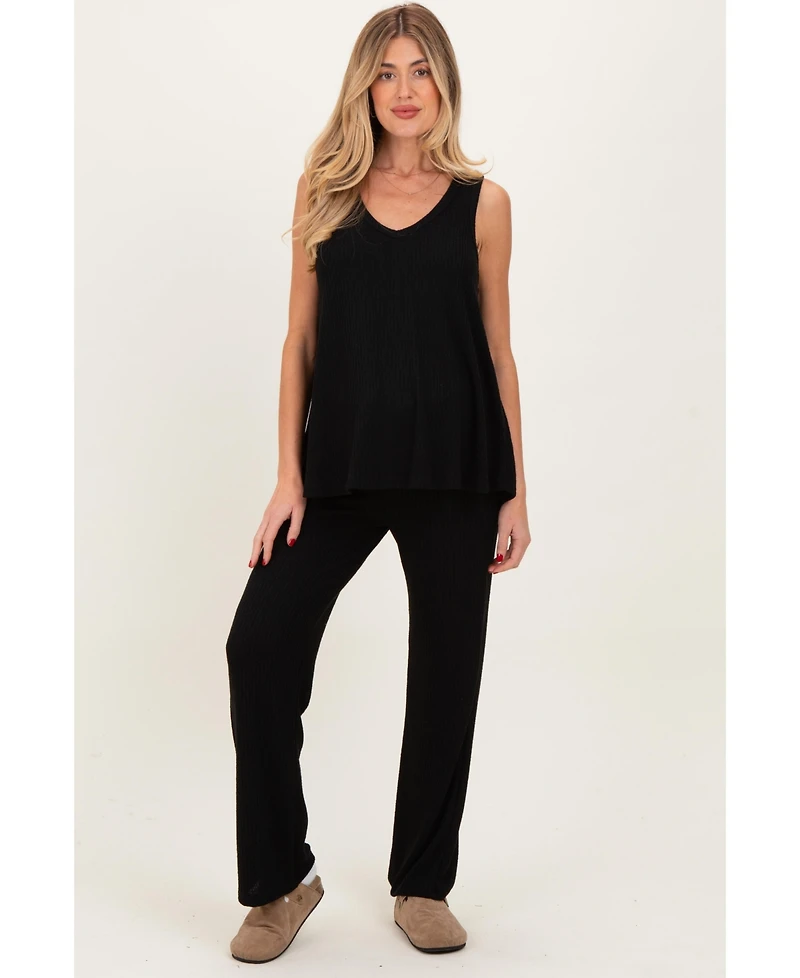 Pinkblush Maternity Black Rib Knit Tank and Pant Set