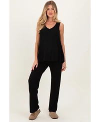 Pinkblush Maternity Black Rib Knit Tank and Pant Set