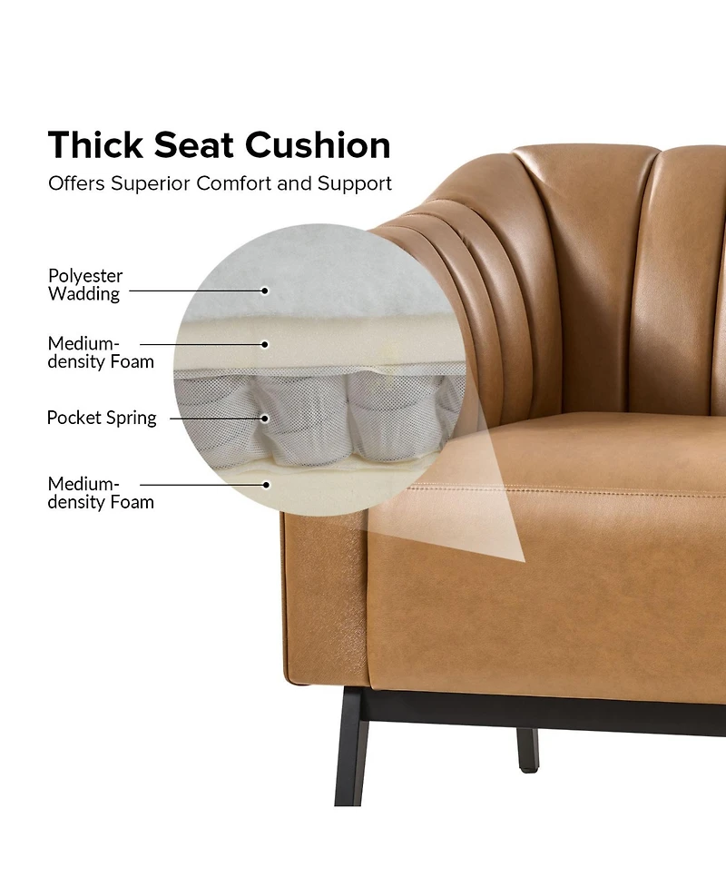 Hulala Home Byanka Industry Wide Faux Leather Chair with Channel Tufting