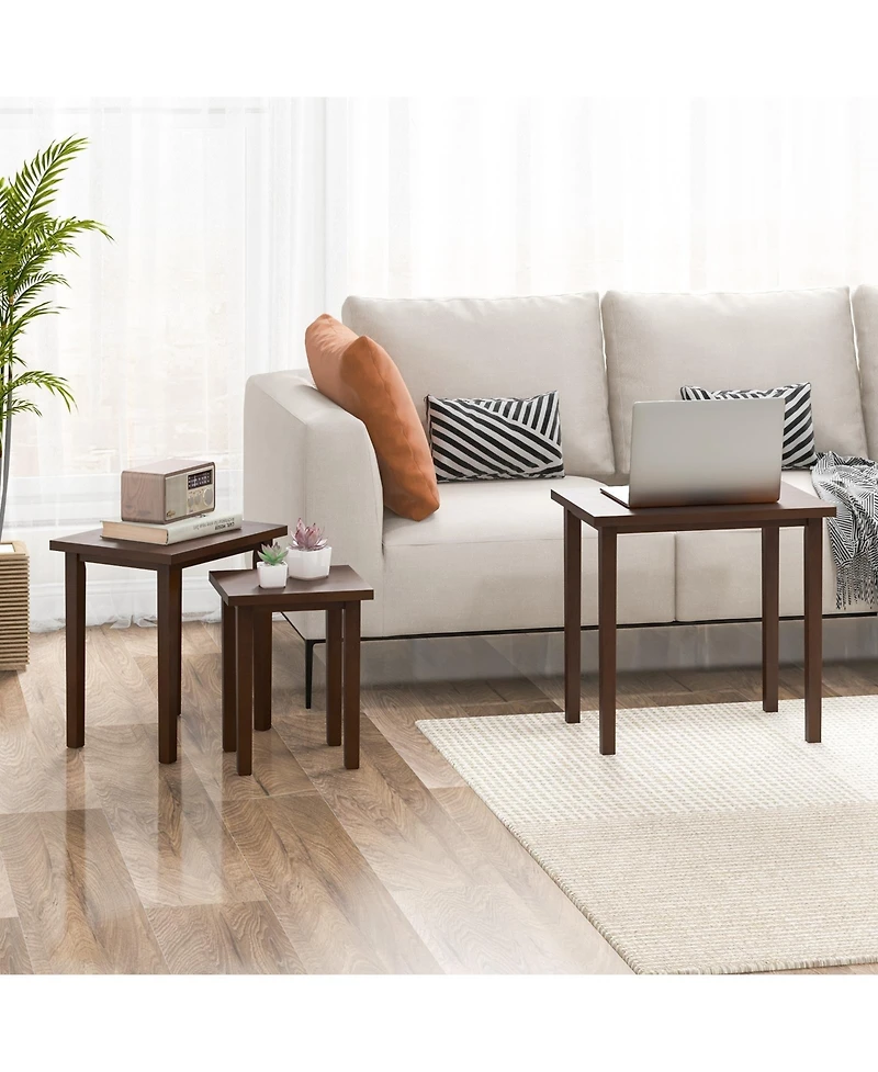 Slickblue Farmhouse Rectangle Side Table Set of 3, Rustic End Tables for Living Room
