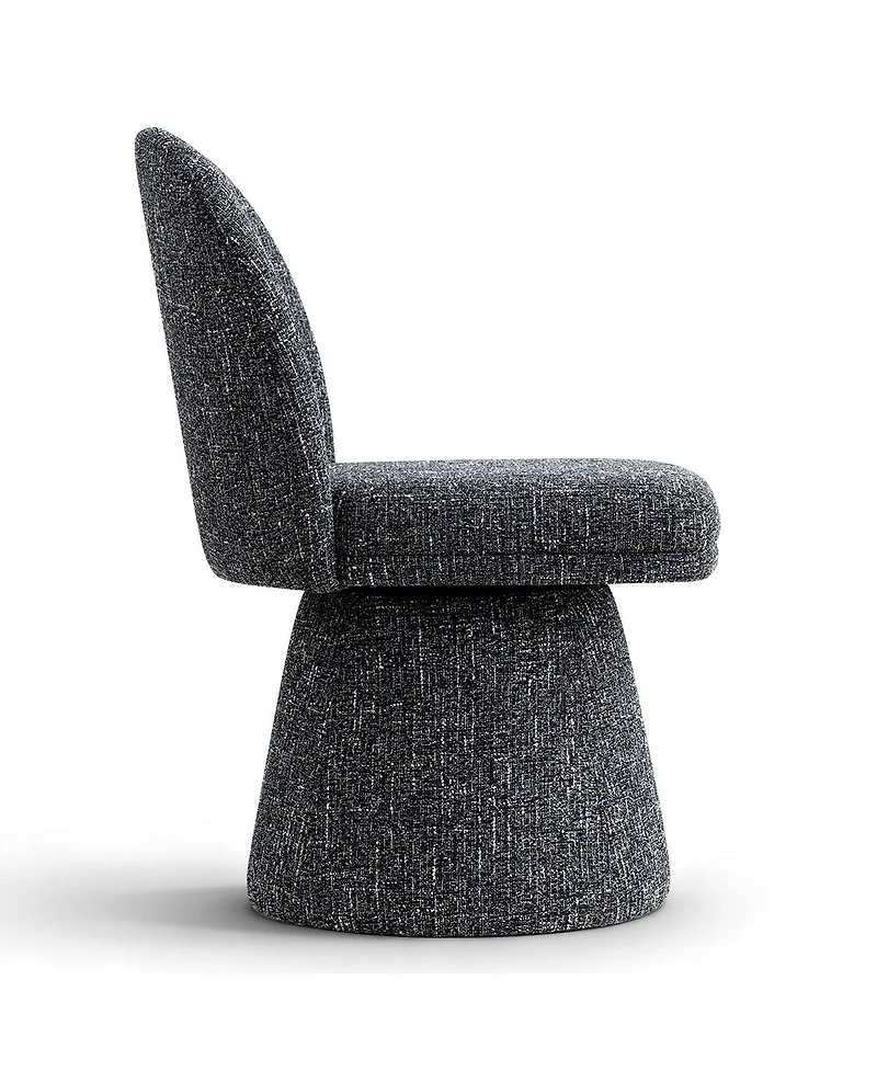Maison Boucle Swivel Vanity Chair, Upholstered Fabric Makeup Armless