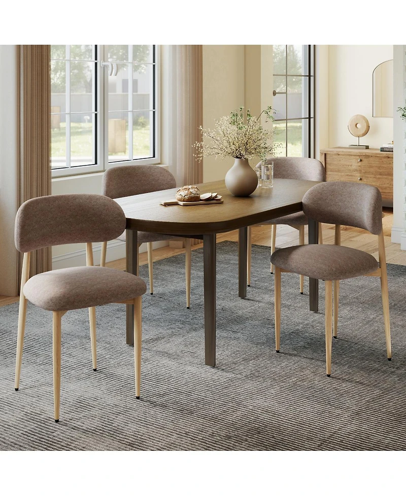 Streamdale Furniture Set of 4 Farmhouse Fabric Dining Chairs with Metal Legs