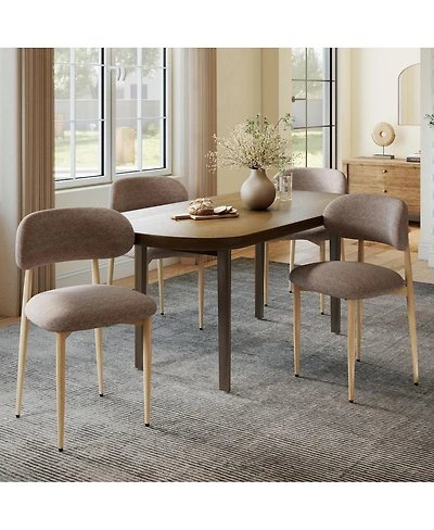 Streamdale Furniture Set of 4 Farmhouse Fabric Dining Chairs with Metal Legs