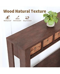 homfan Console Table with 2 Drawers and Open Shelf, Farmhouse Entryway Sofa for Hallway, Living Room, or Behind Couch