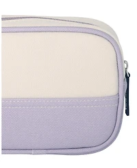 Lands' End Medium Rectangular Dopp Kit for Travel, Striped Canvas Toiletry Bag with Top Zip