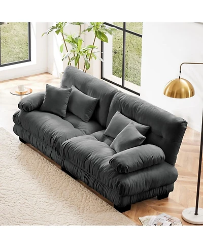 Maison Boucle 94.4'' Chenille Cloud Couch Loveseat, Deep Seat 2 Seater Sofa, Wood Frame