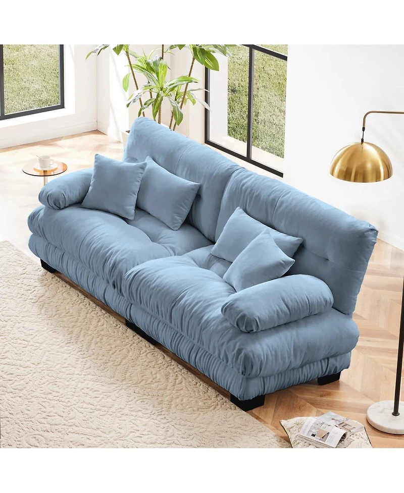Maison Boucle 94.4'' Chenille Cloud Couch Loveseat, Deep Seat 2 Seater Sofa, Wood Frame