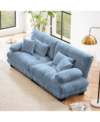 Maison Boucle 94.4'' Chenille Cloud Couch Loveseat, Deep Seat 2 Seater Sofa, Wood Frame