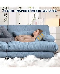 Maison Boucle 94.4'' Chenille Cloud Couch Loveseat, Deep Seat 2 Seater Sofa, Wood Frame