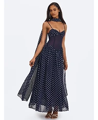 Miss Circle Women's Juliette Polka Dot Chiffon Maxi Dress