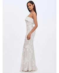 Miss Circle Women's Raphaela White Floral Strapless Mermaid Wedding Dress