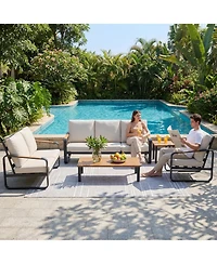 Tribesigns 6-Piece Outdoor Patio Furniture Set with 4 Sofas, 1Side Table and 1 Coffee