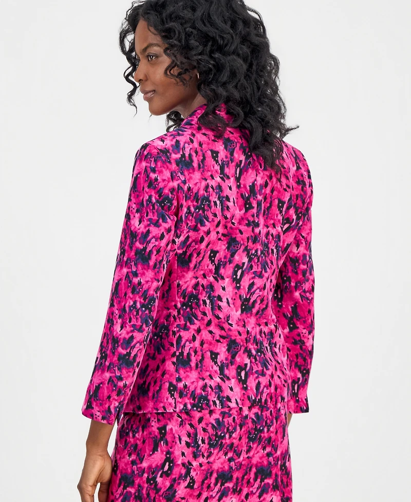 Kasper Women's Printed Shawl-Collar Scuba Jacket