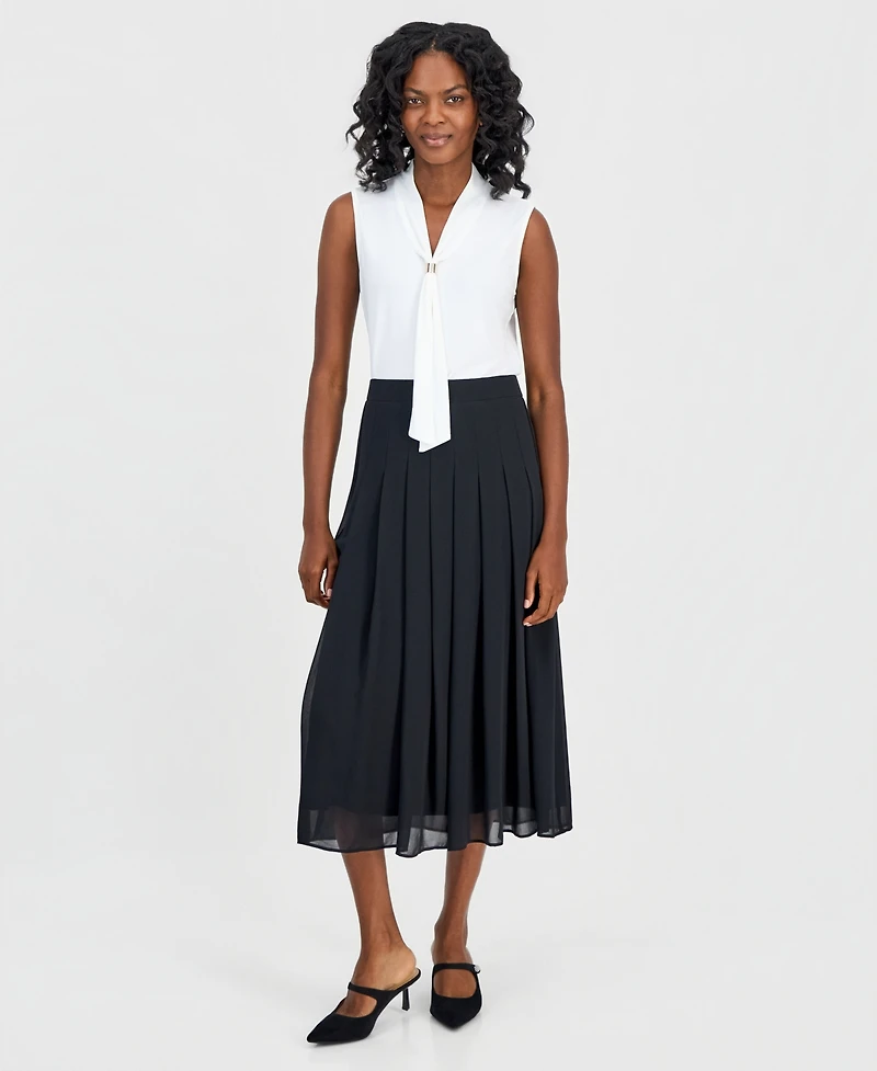 Kasper Women's Pull-On Pleat-Front Midi Skirt
