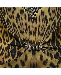 Pre-Owned Roberto Cavalli Women's Leopard Print V-Neck Midi Dress