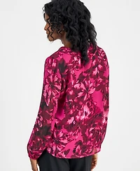 Kasper Women's Faux-Wrap Ruffle-Front Long-Sleeve Blouse