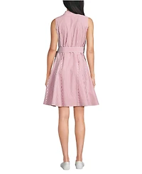 Lands' End Women's Poplin Button Front Dress with Godets