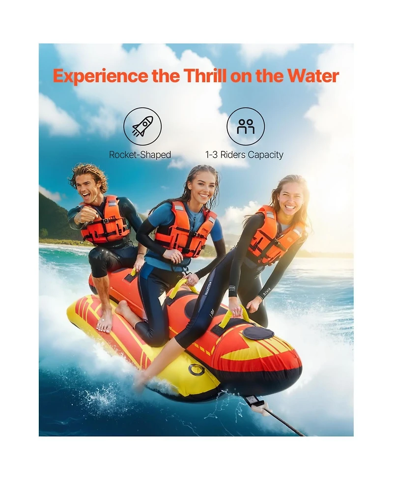 Hikeen Towable Tubes for Boating 1 3 Riders Inflatable Boat Tubes and Towables 510lbs Capacity Hot Dog Water Sport Tube for Boat to Pull