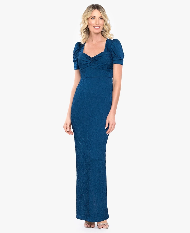 B&A By Betsy and Adam Women's Sweetheart Neck Puff Short-Sleeve Gown