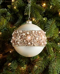 Holiday Lane Jeweled Classics Matte Large Size Ball with Bead Design Ornament, Macy's Exclusive