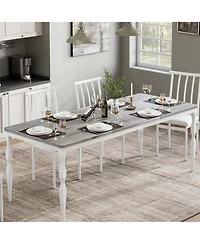 homfan Rectangular Dining Table for 6 to 8 with Metal Legs,in Farmhouse Kitchen