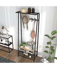 homfan Space-Saving Entryway Hall Tree With Single-Row Hooks and Top Storage Shelf, Sturdy Metal Frame Coat Rack Organizer