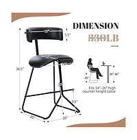 Gaomon 25 Inch Counter Height Bar Stools Set of 2, Modern Faux Leather High Barstools with Back and Metal Leg, Chairs for Kitchen Island