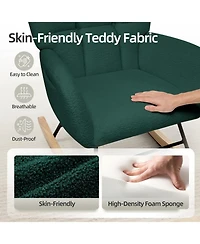 Gaomon Modern Teddy Fabric Rocking Chair, High Back Glider Rocker - Cozy Reading Armchair with Soft Cushion for Living Room, Nursery, Bedroom